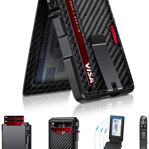 Luxury Compact Wallet for Men - RFID Protected with Clear ID Slot & Money Clip - Picture 1 of 7